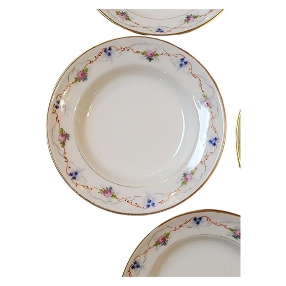 Unbranded Set Of 5 Pink Blue Floral Gold Trim Saucer For Teacup *SAUCERS ONLY* - Picture 6 of 16